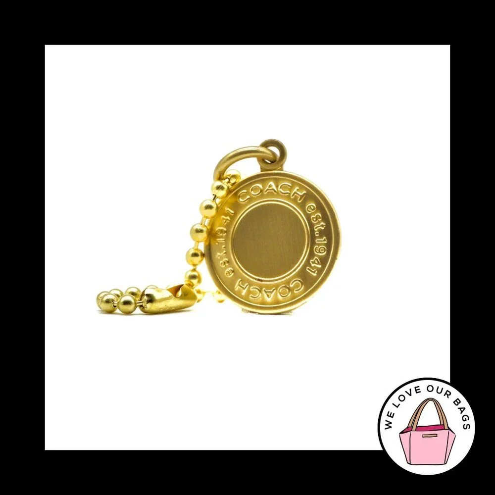 VINTAGE COACH 1941 Round Gold Brass Metal Disc Fob Bag Charm Keychain Hang Tag